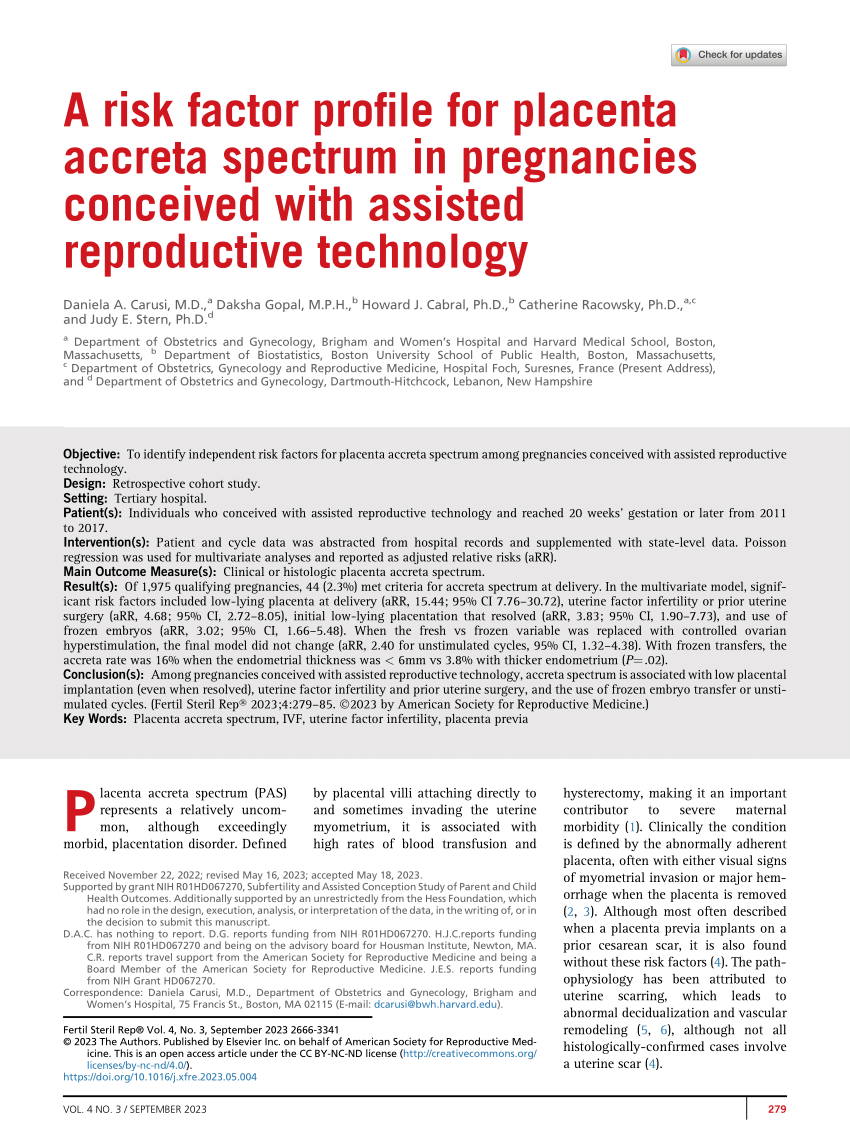 Placenta Accreta Pregnancy Complication - Brigham and Women's Hospital