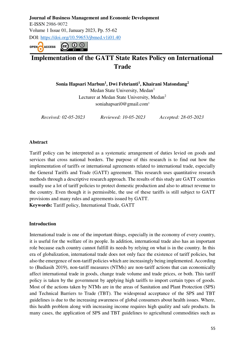 (PDF) Implementation of the GATT State Rates Policy on International Trade