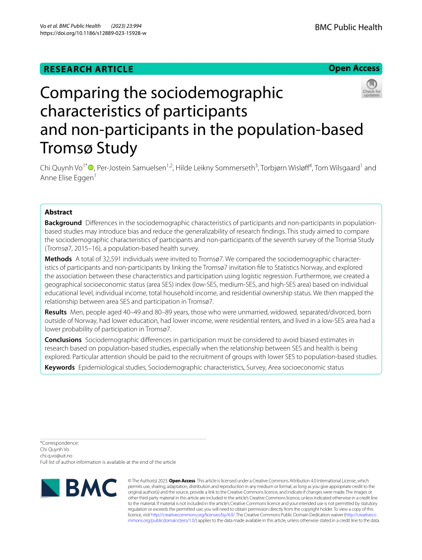 PDF) Comparing the sociodemographic characteristics of