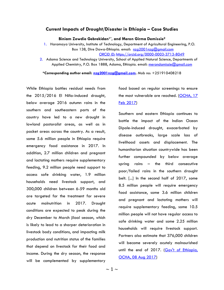 ethiopia drought case study gcse