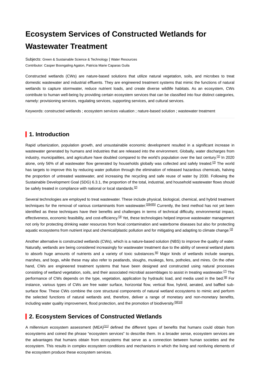 PDF) Ecosystem service value assessment for constructed wetlands