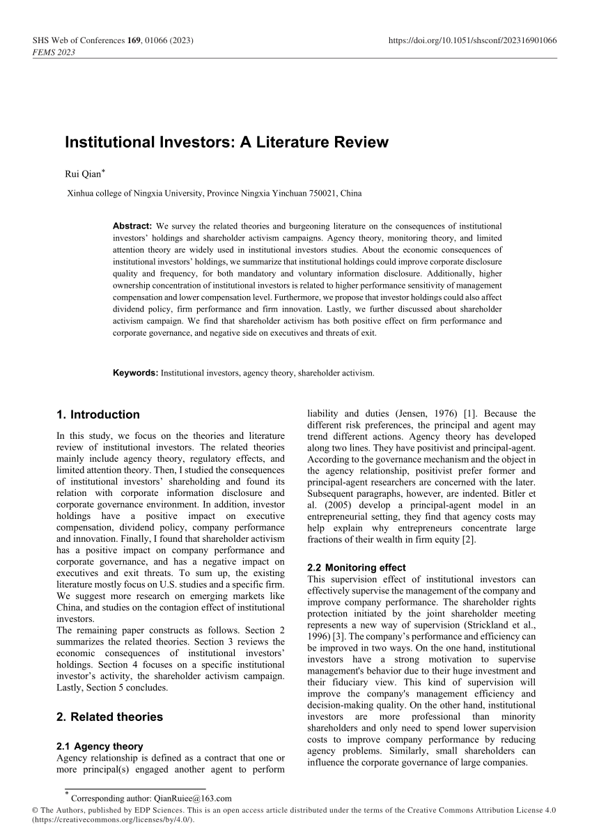 literature review of investment