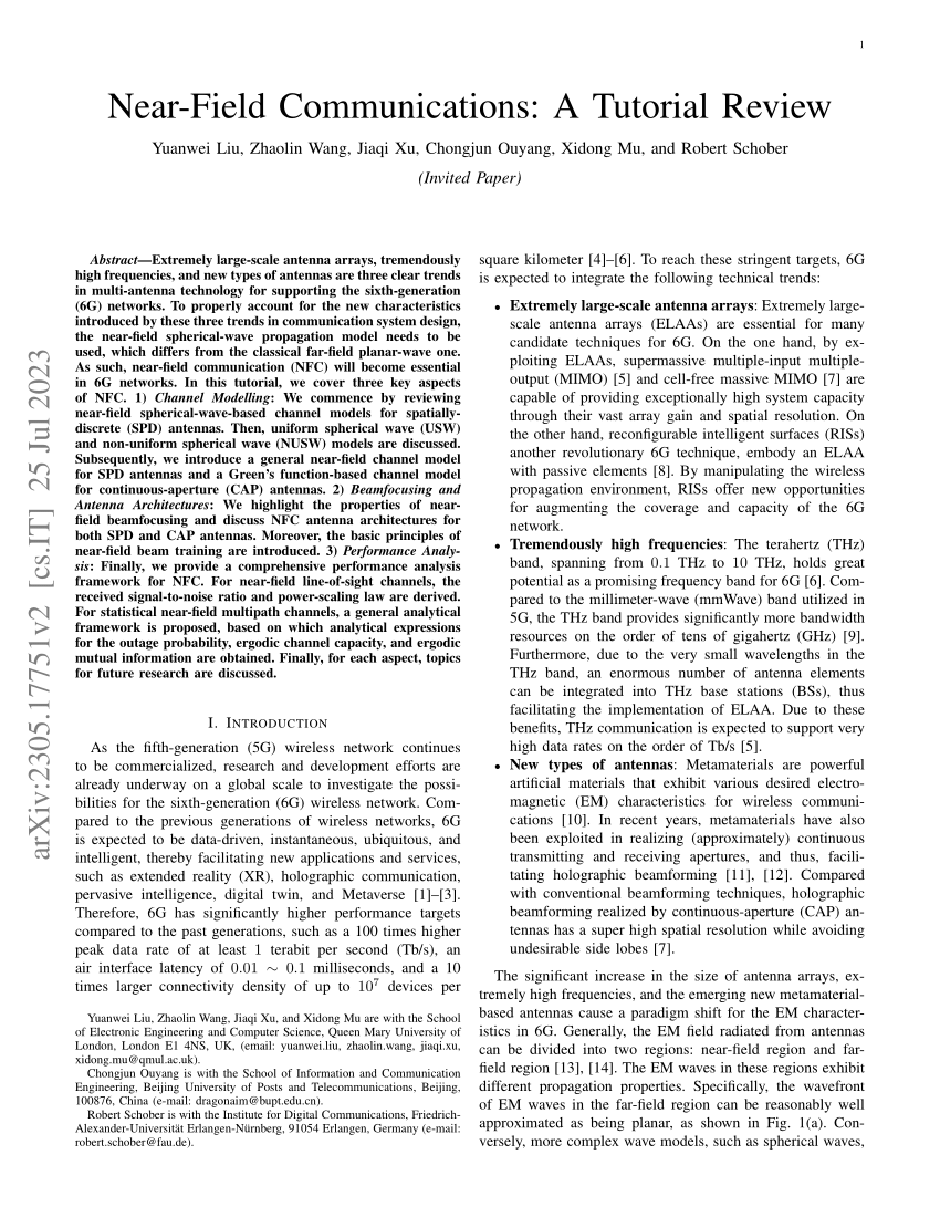 (PDF) Near-Field Communications: A Tutorial Review