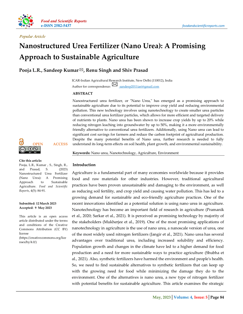 research paper on nano urea