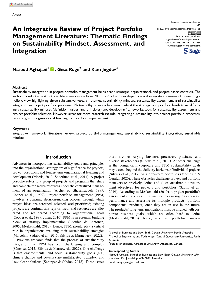 literature review on sustainability assessment