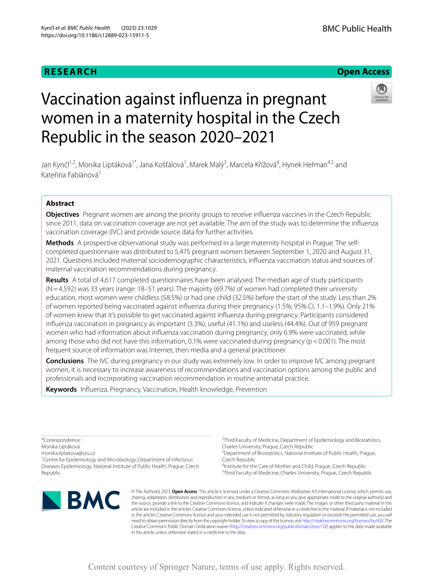 Influenza and Tdap Vaccination Coverage Among Pregnant Women — United  States, April 2020