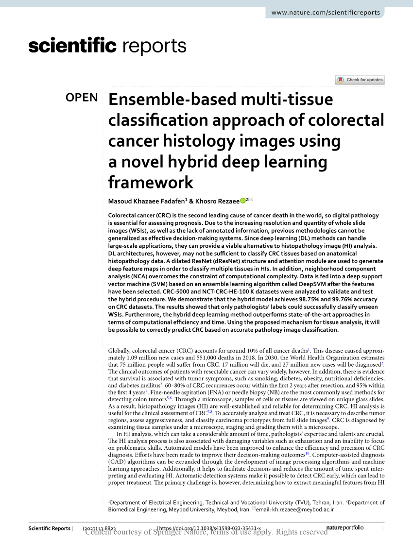 (PDF) Ensemble-based multi-tissue classification approach of colorectal ...