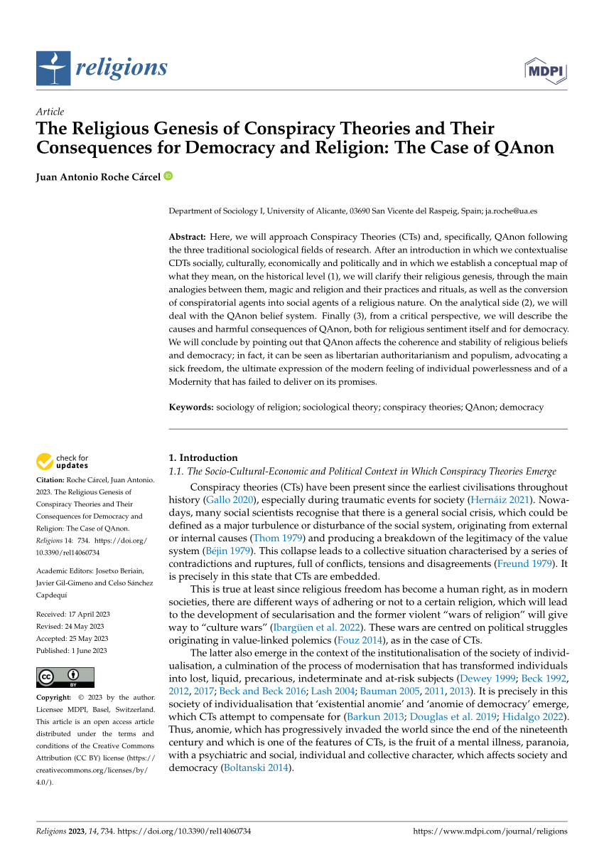 PDF) The Religious Genesis of Conspiracy Theories and Their Consequences  for Democracy and Religion: The Case of QAnon
