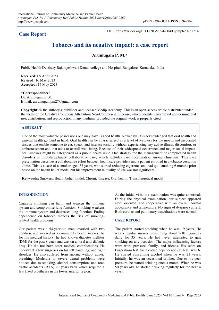 case study of tobacco use