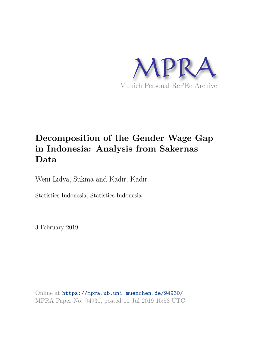 Pdf Decomposition Of The Gender Wage Gap In Indonesia Analysis From