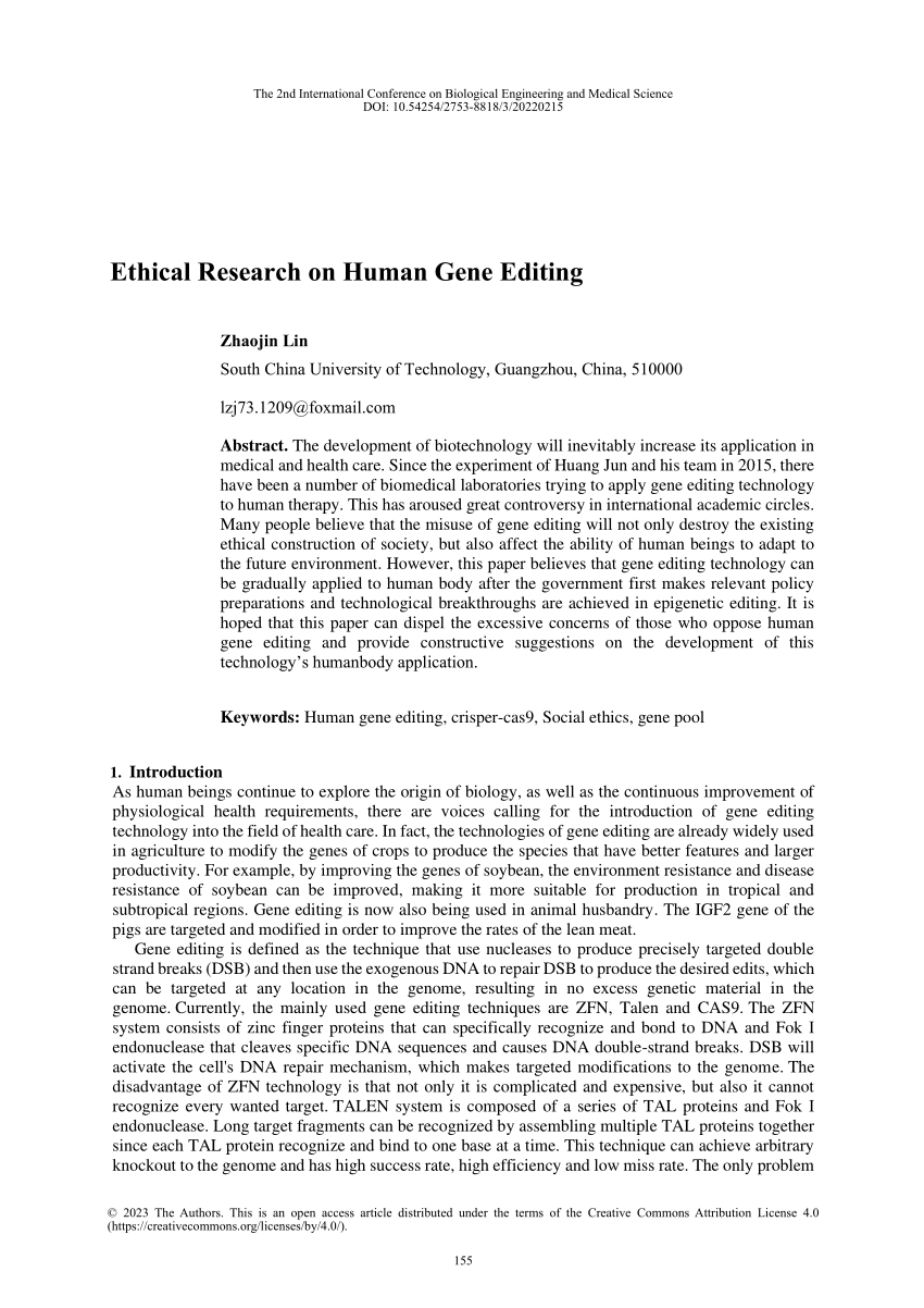 Pdf Ethical Research On Human Gene Editing 