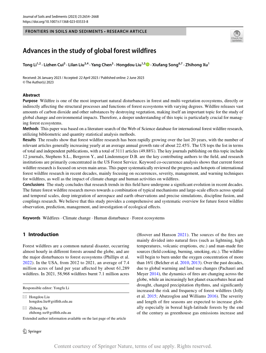 PDF) Advances in the study of global forest wildfires