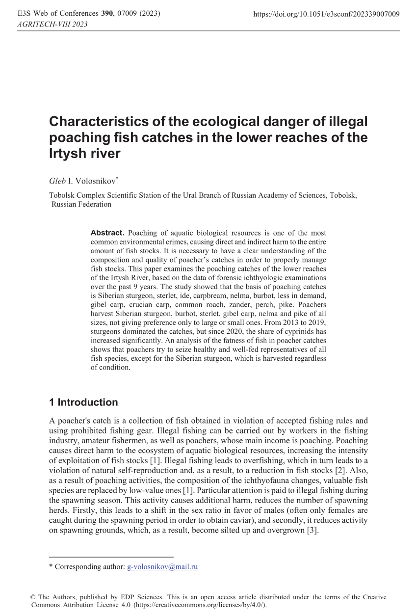 (PDF) Characteristics of the ecological danger of illegal poaching fish