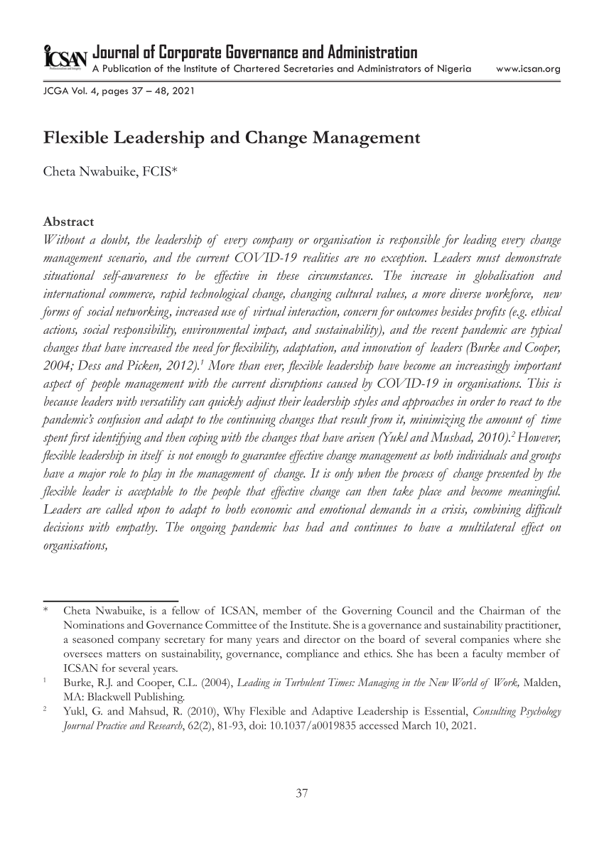 leadership and change management case study pdf