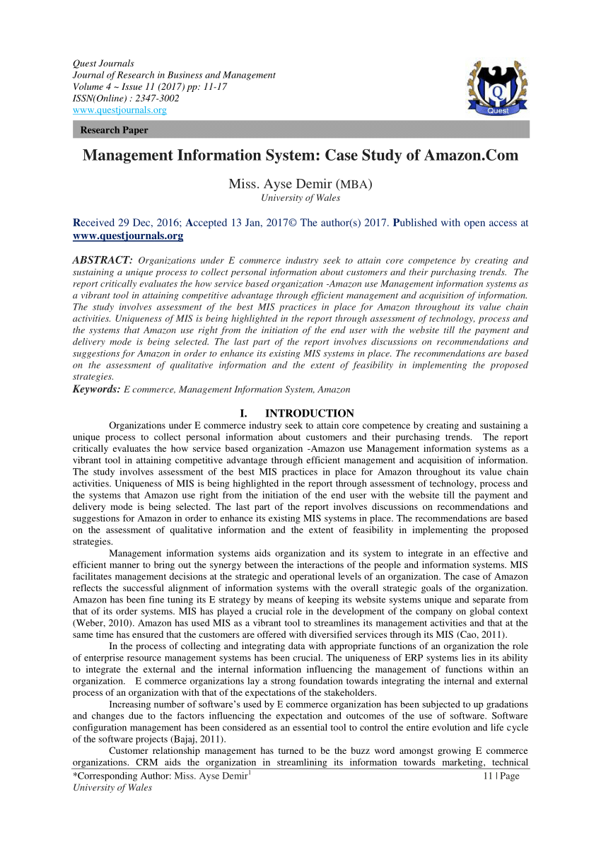 management information system case study of amazon com