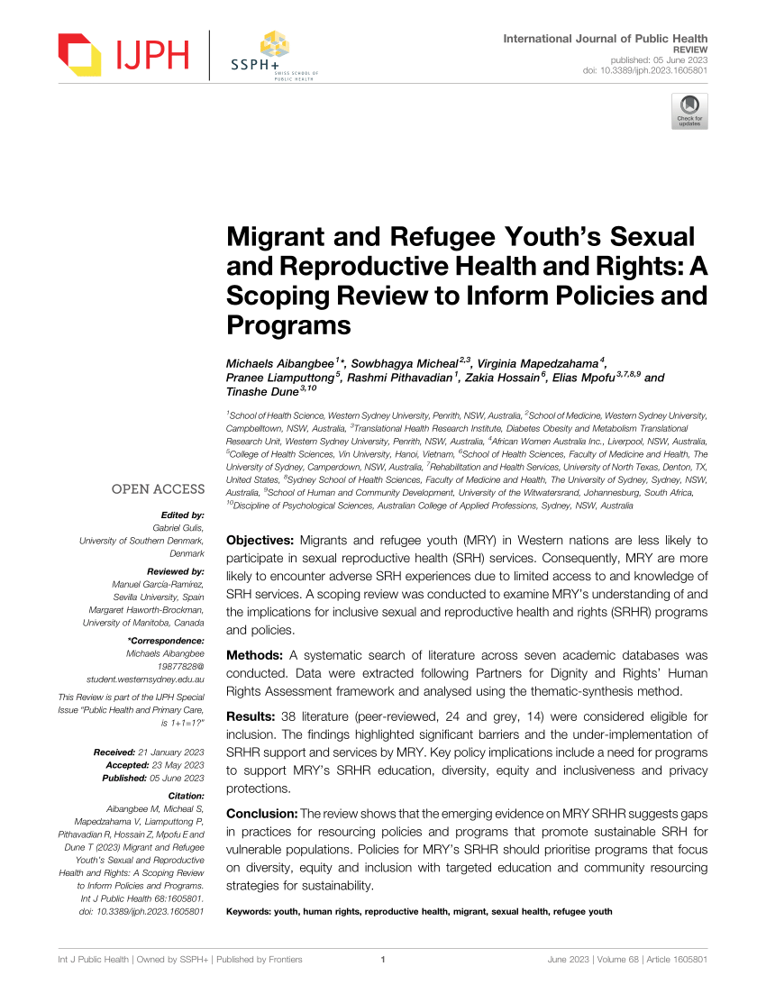 PDF Migrant and Refugee Youth s Sexual and Reproductive Health