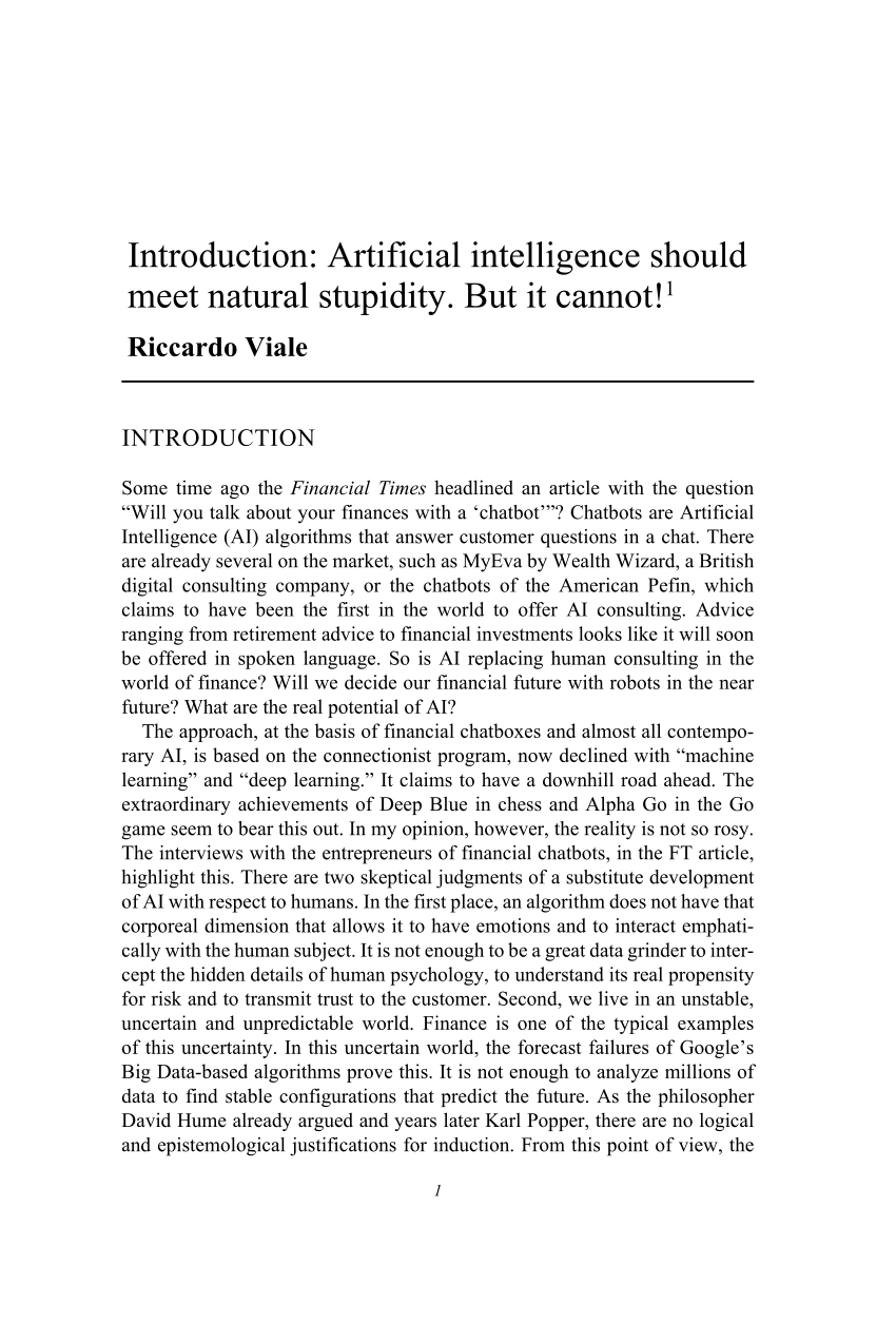 PDF) Introduction: Artificial intelligence should meet natural