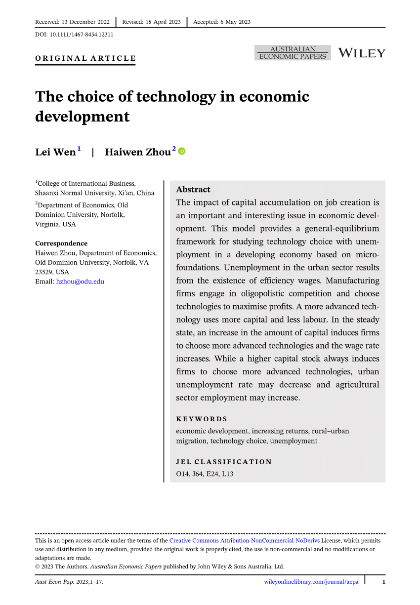 role of technology in economic development essay
