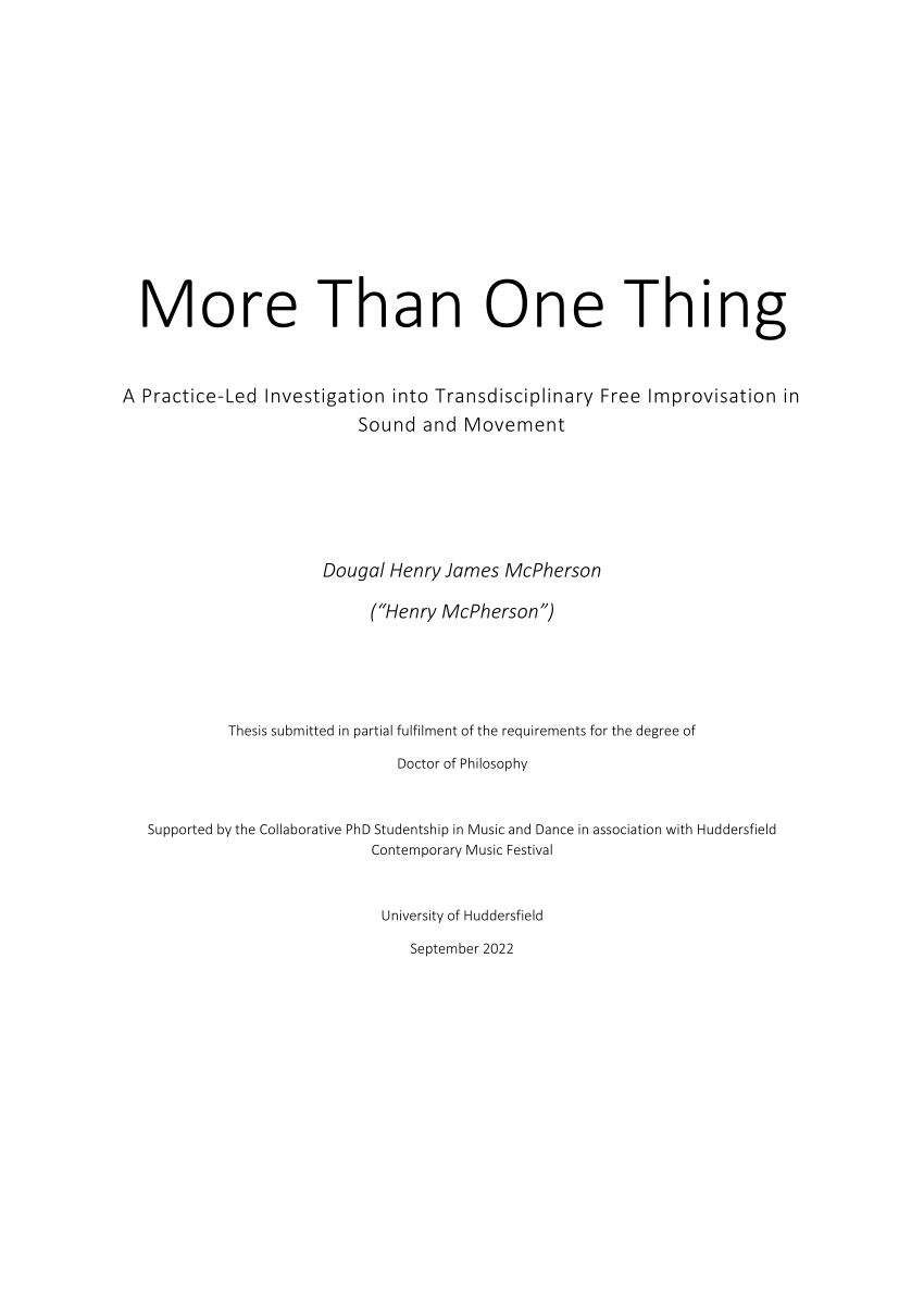 PDF) More Than One Thing: A Practice-Led Investigation into