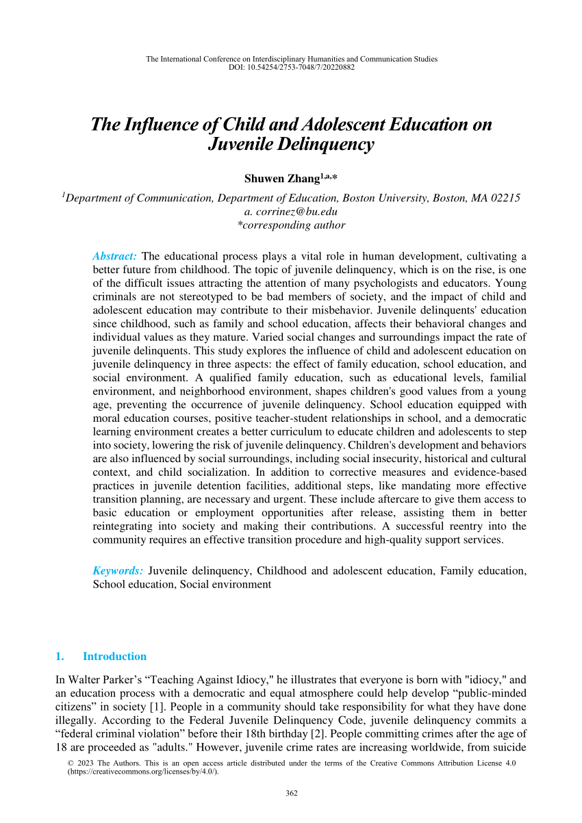 research paper on child delinquency