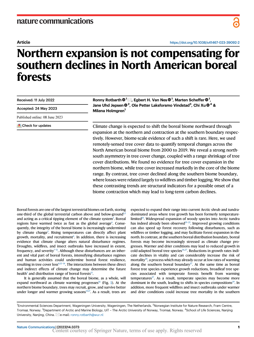 (PDF) Northern expansion is not compensating for southern declines in ...