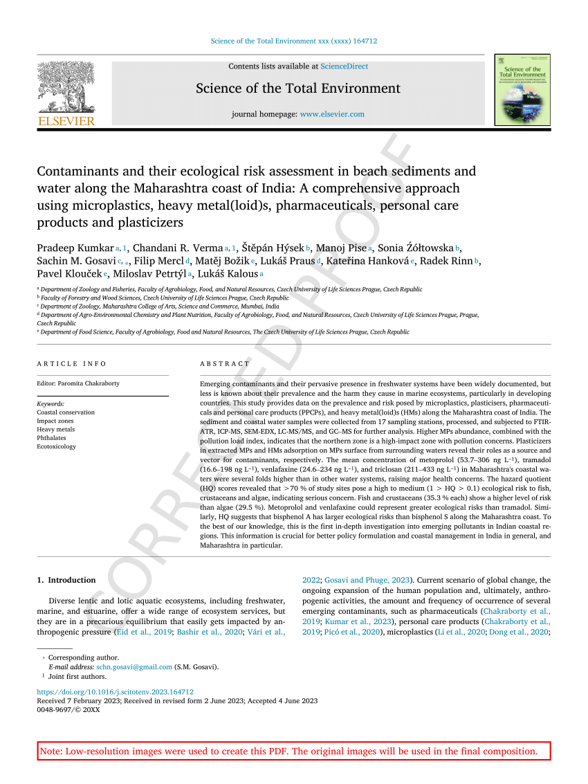 PDF) Contaminants and their ecological risk assessment in beach sediments  and water along the Maharashtra coast of India: A comprehensive approach  using microplastics, heavy metal(loid)s, pharmaceuticals, personal care  products and plasticizers