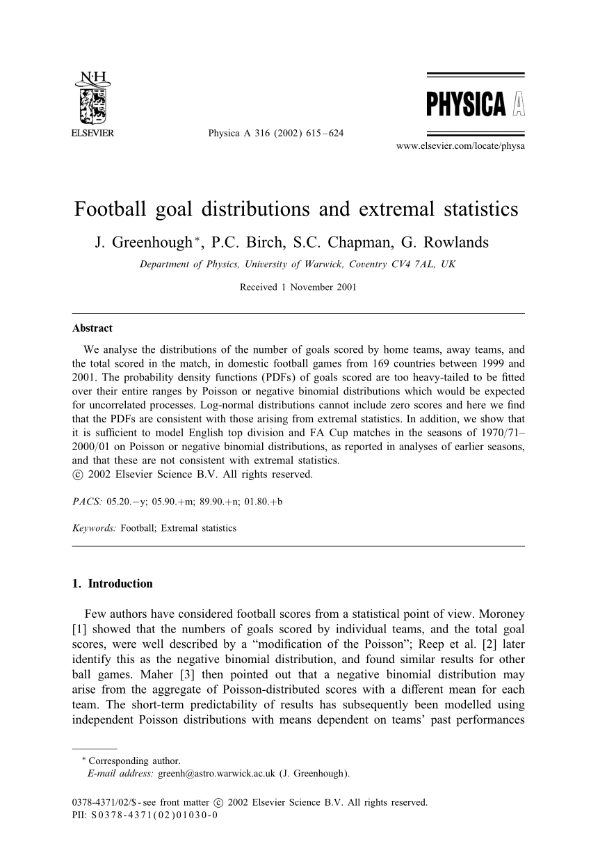 Pdf Football Goal Distributions And Extremal Statistics