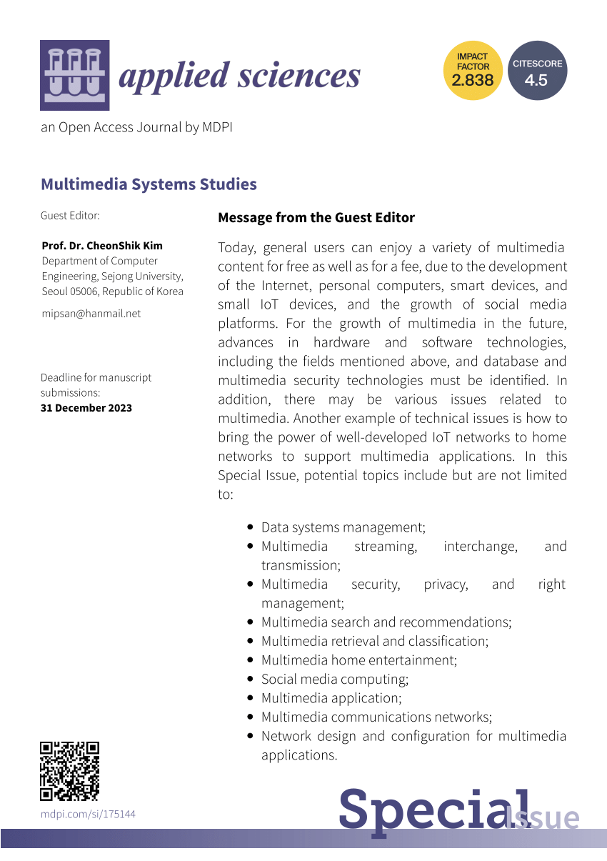 Applied Sciences  An Open Access Journal from MDPI