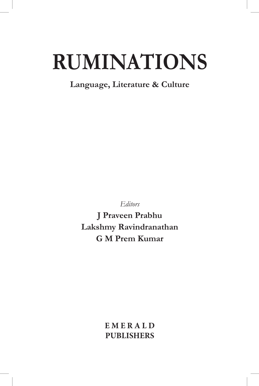 (PDF) Ruminations Language, Literature & Culture