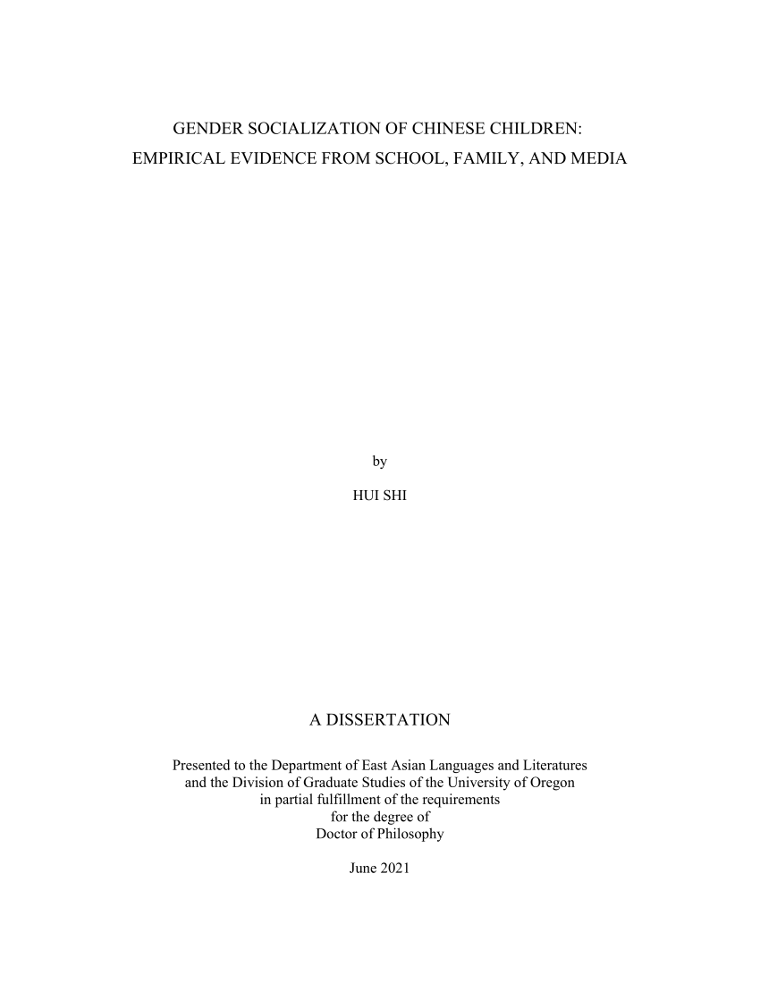 PDF) Gender socialization of Chinese children: empirical evidence