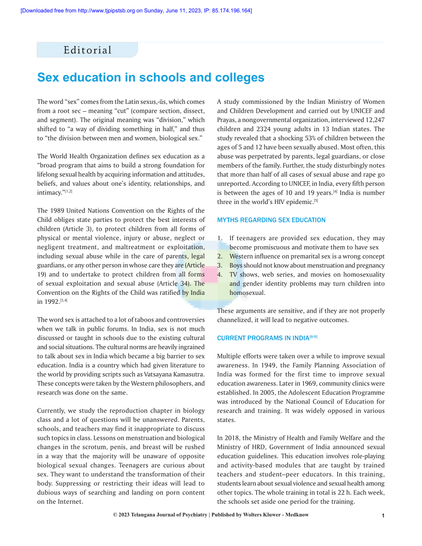 Pdf Sex Education In Schools And Colleges 5675