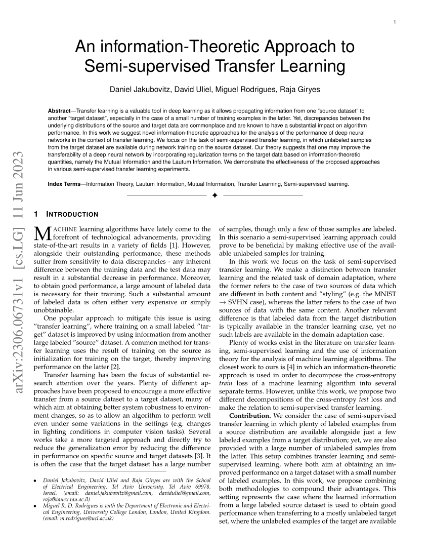 Pdf An Information Theoretic Approach To Semi Supervised Transfer Learning 2059