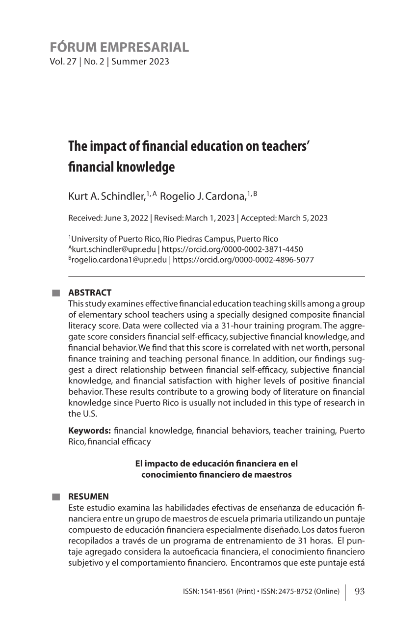 research paper on financial education