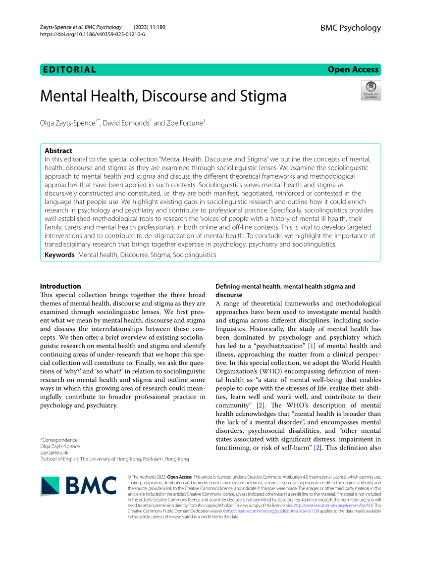 literature review on mental health stigma