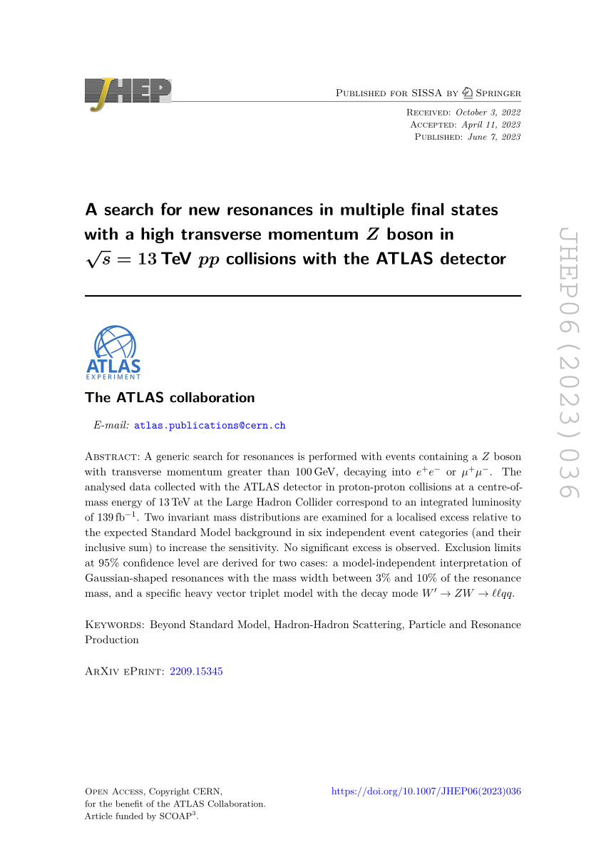 PDF) A search for new resonances in multiple final states with a 