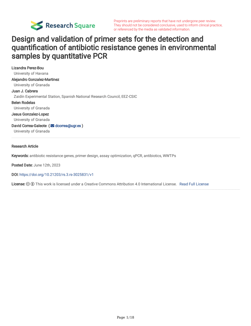 PDF Design and validation of primer sets for the detection and