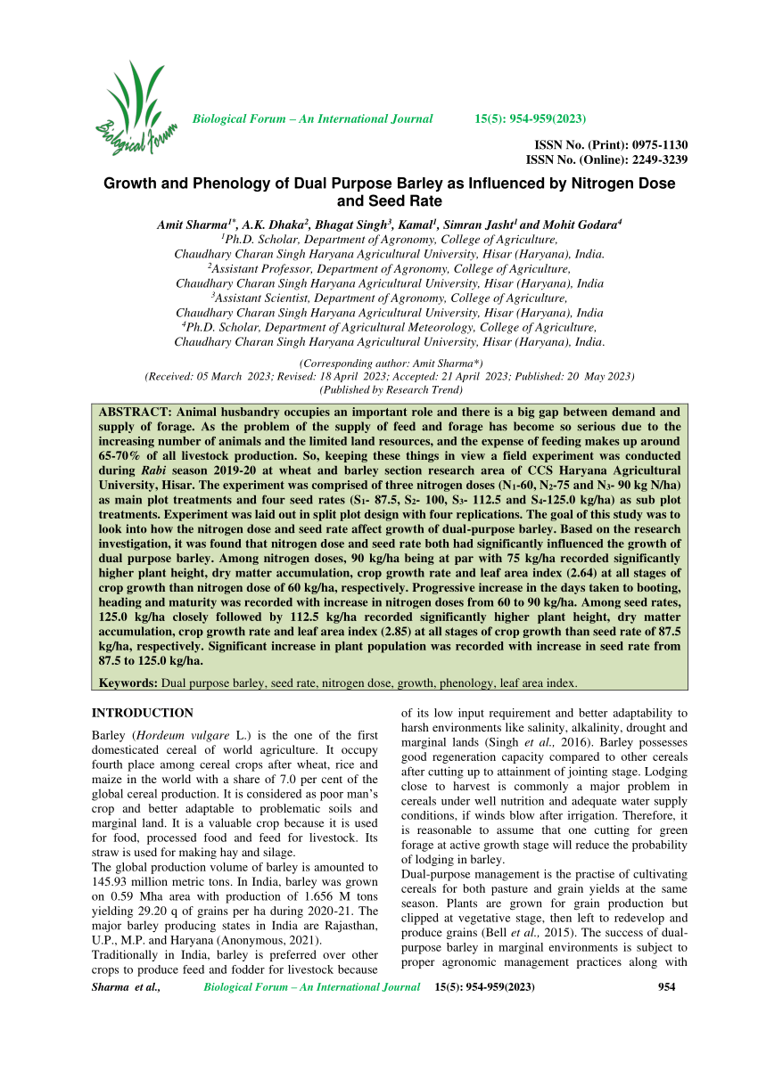 research paper of barley