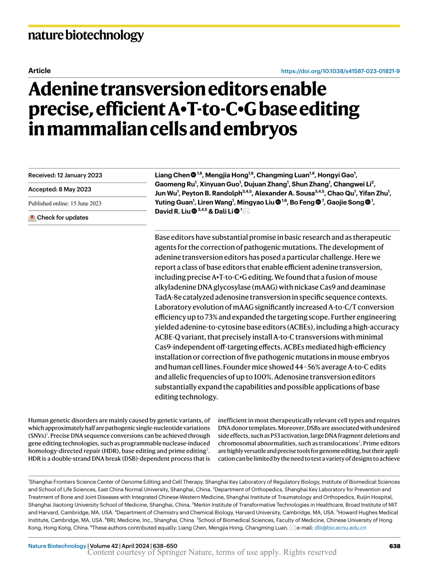 Adenine transversion editors enable precise, efficient A•T-to-C•G base