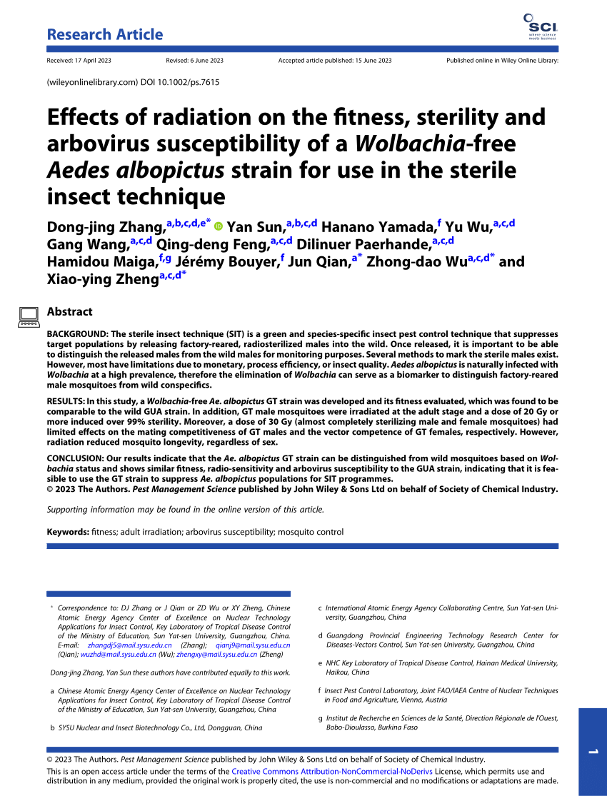 PDF) Effects of radiation on the fitness, sterility and arbovirus 