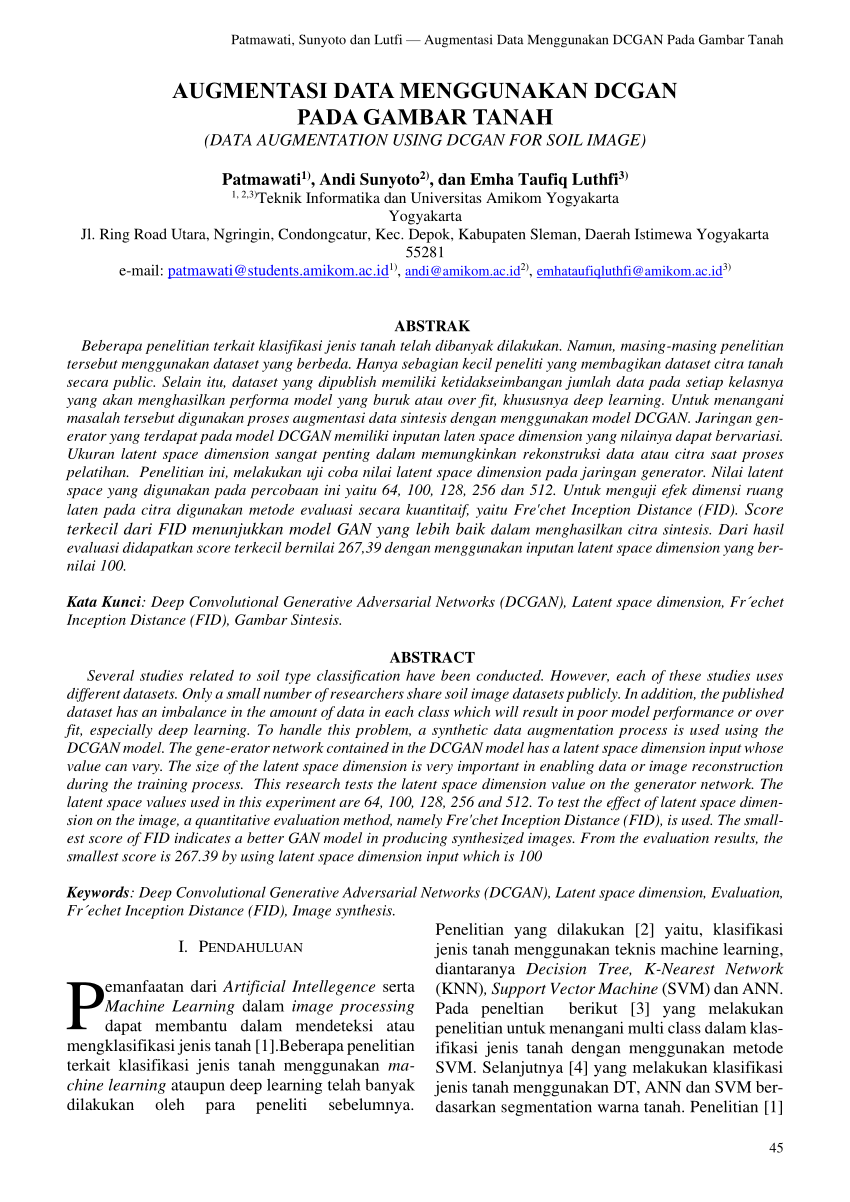 Pdf Augmentasi Data Menggunakan Dcgan Pada Gambar Tanah Data Augmentation Using Dcgan For 6833