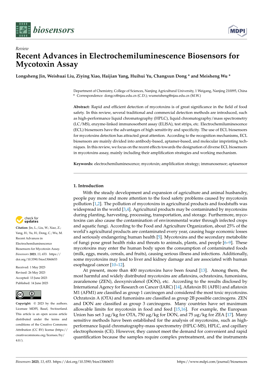 PDF) Recent Advances in Electrochemiluminescence Biosensors for 