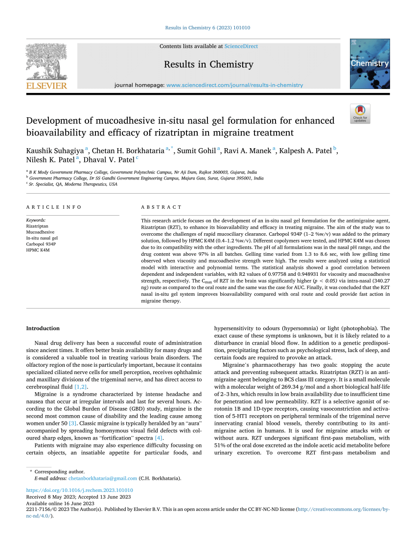 PDF) Development of Mucoadhesive In-Situ Nasal Gel Formulation for