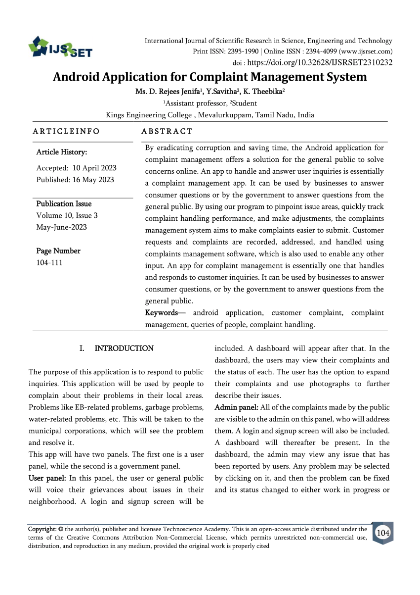 literature review on complaint management system