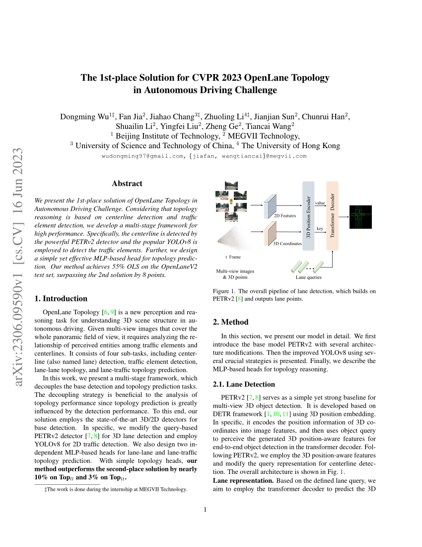 (PDF) The 1stplace Solution for CVPR 2023 OpenLane Topology in