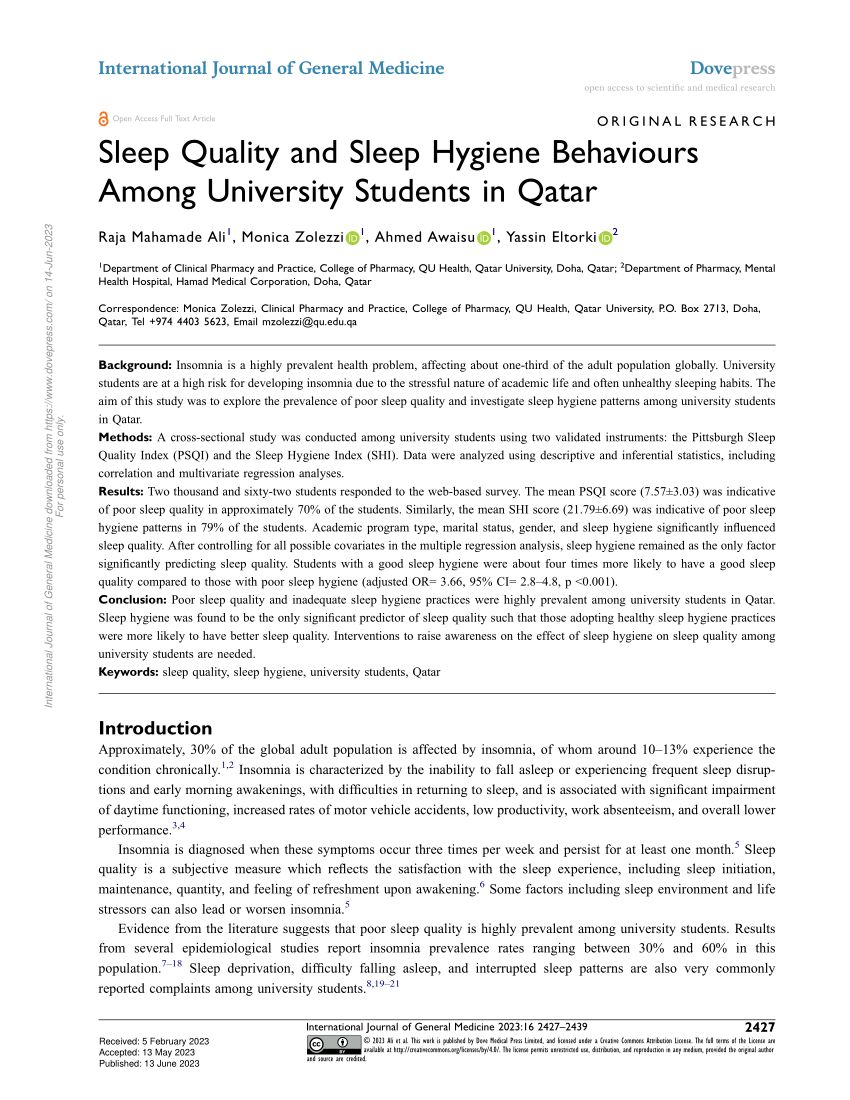 research about sleep hygiene