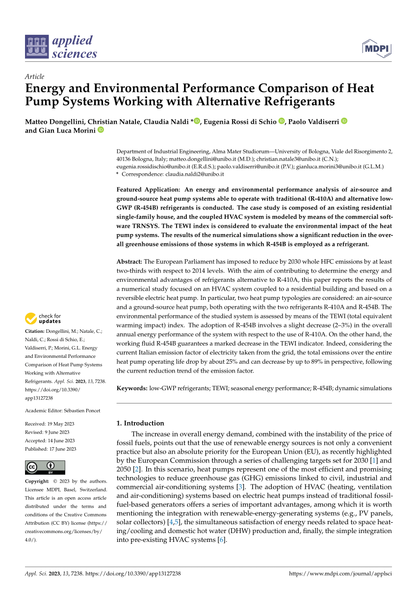 PDF) Energy and Environmental Performance Comparison of Heat Pump