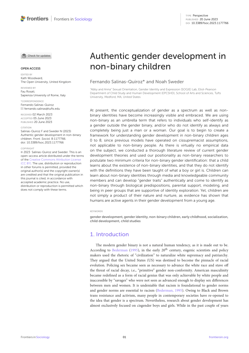 (PDF) Authentic gender development in non-binary children