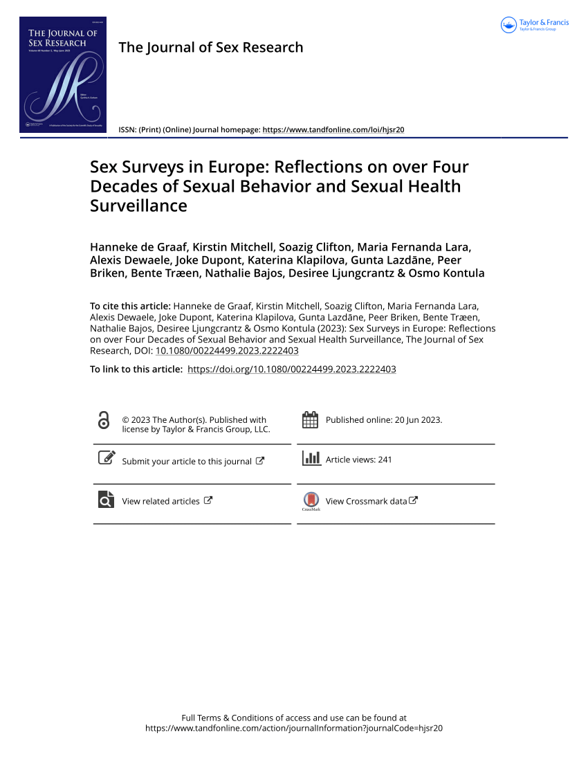 PDF) Sex Surveys in Europe: Reflections on over Four Decades of Sexual  Behavior and Sexual Health Surveillance