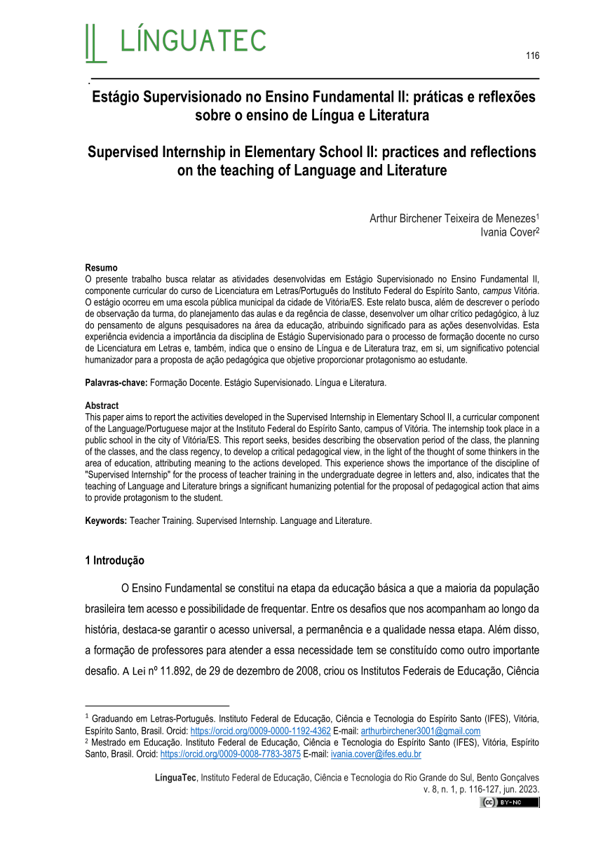 Pdf Estágio Supervisionado No Ensino Fundamental Ii Práticas E Reflexões Sobre O Ensino De 3469