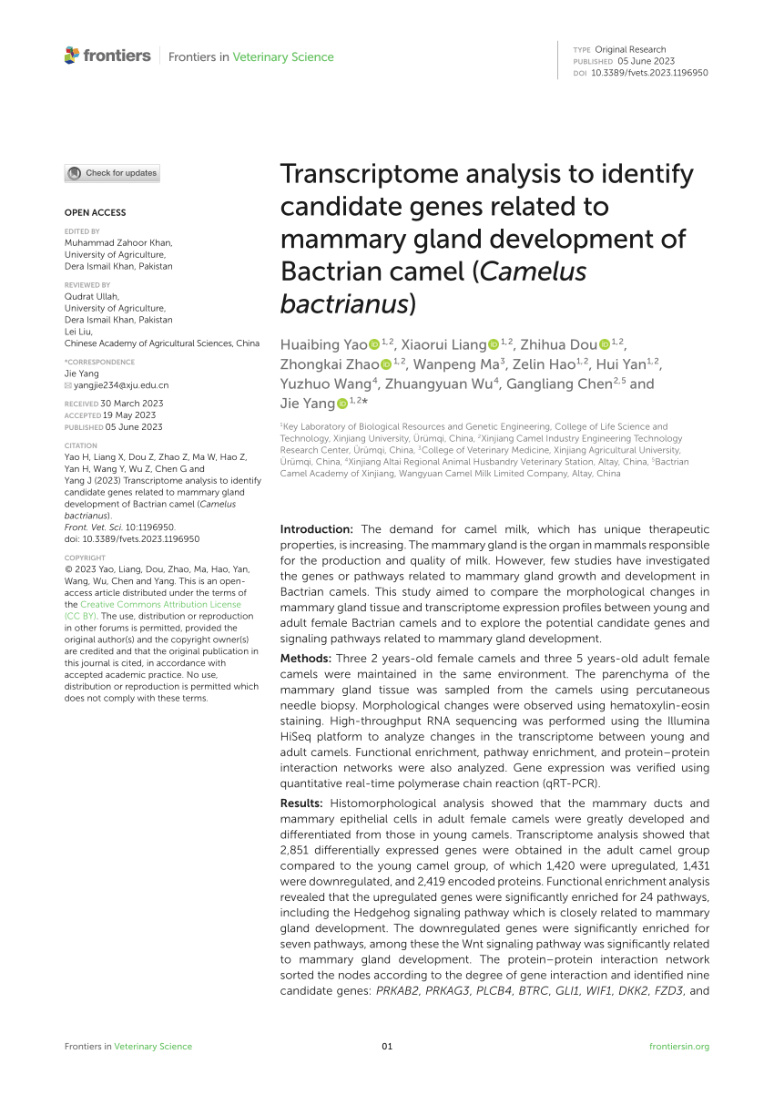 (PDF) Transcriptome analysis to identify candidate genes related to ...